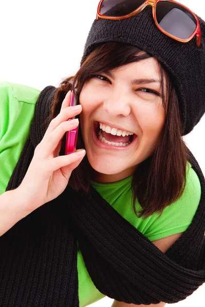 Cep telefonuyla konuşurken kız — Stok fotoğraf