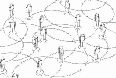 Network of - 3D Sketch clipart