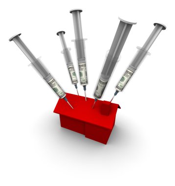 House with Syringe Needles Injecting Money clipart