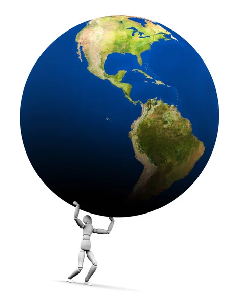 Man Lifting Earth (Americas) — Stock Photo, Image