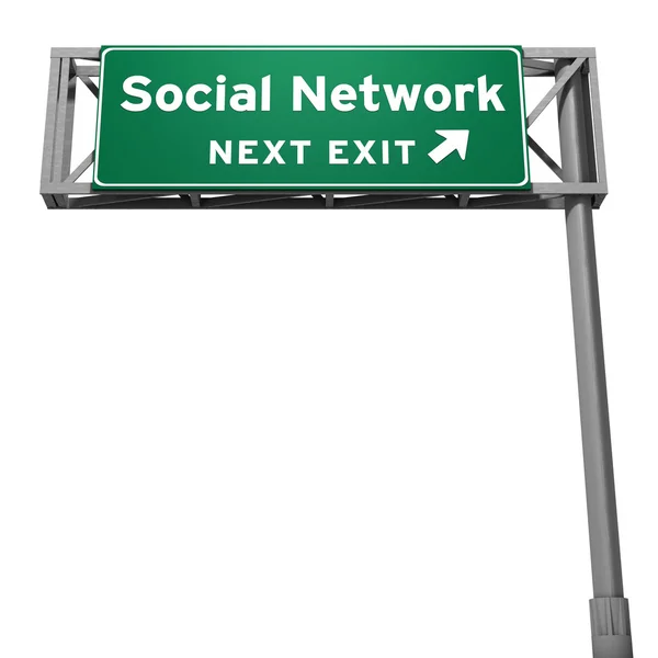 Sieci społecznej autostrady zjazd znak — Zdjęcie stockowe