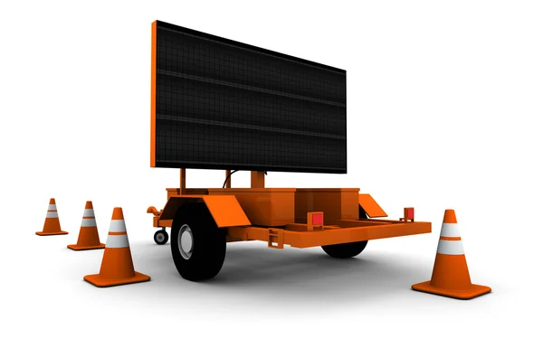 Señal de construcción de carreteras - Blanco - Ilustración 3D —  Fotos de Stock