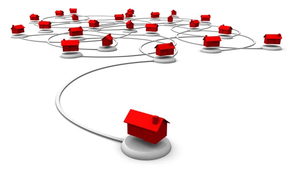 Web netwerk van huizen — Stockfoto