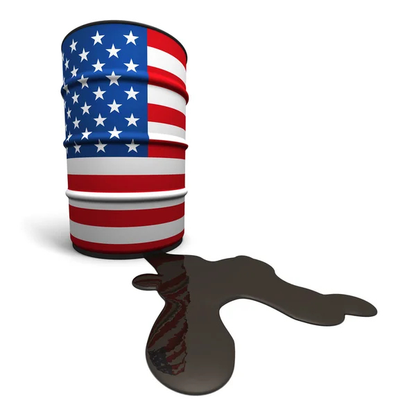 Lekkende olie-trommel met usa vlag textuur — Stockfoto