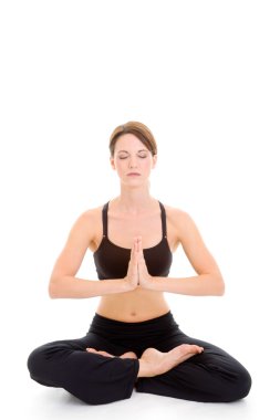 Yoga meditasyon oturan, izole sakin kadın
