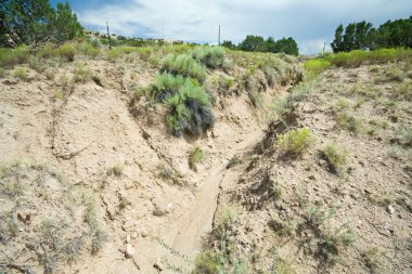 Desert Wash Arroyo Showing Erosion New Mexico clipart