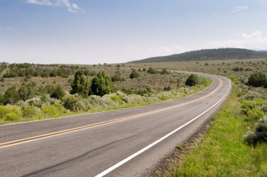 Middle of the Road Empty Highway Curving NM USA clipart