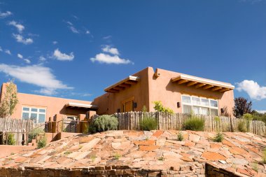 Mission Adobe Home Palisade Fence Santa Fe NM USA clipart