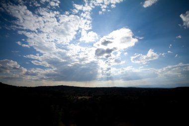 Sky Clouds Sunbeams Santa Fe New Mexico Wide Angle clipart