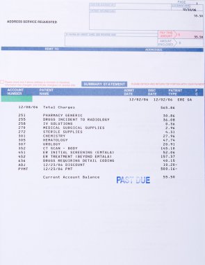 Medical Bill CT Scan Marked 