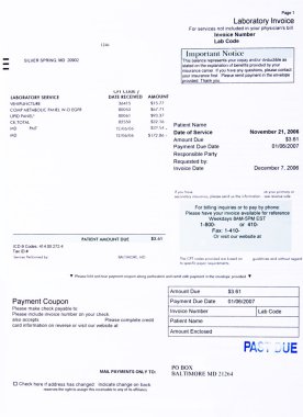 Past Due American Medical Bill for Lab Work ICD 9 clipart