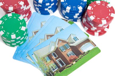 Poker Chips House Playing Cards Isolated Gambling clipart