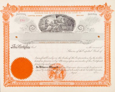 U.S. Stock Certificate Mining Company 1898 Miners clipart