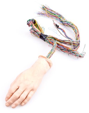 Android Hand With Wires Sticking Out, Isolated clipart