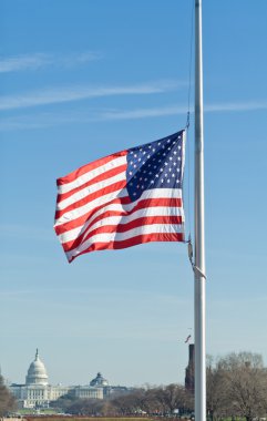 American Flag Half Mast US Capitol Washington DC clipart