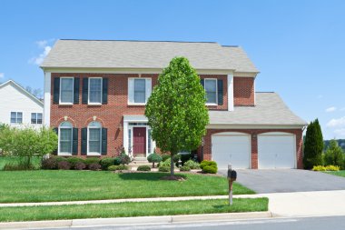 Brick Faced Single Family Home, Suburban Maryland clipart