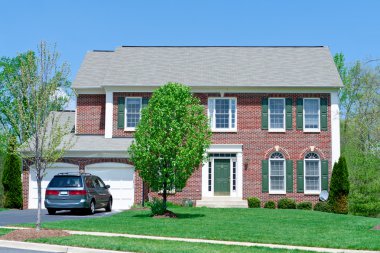 Front Brick Single Family House Home Suburban MD clipart