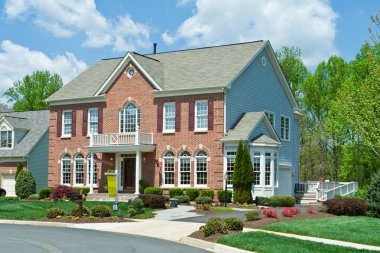 Sale Brick Single Family House Home Suburban USA clipart