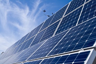 Rows Photovoltaic Solar Panels Distance Blue Sky clipart