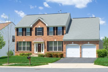 Single Family Home Front View Brick Suburban MD clipart