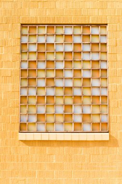 Yellow Window with Opaque Orange White Glass clipart