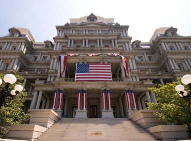 Government Building Washington Decorated July 4th clipart