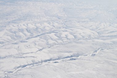 Snow Covered Verkhoyansk Mountains Olenyok River Aerial Northern clipart