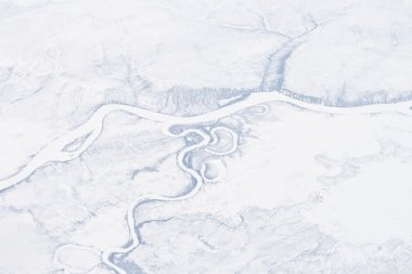 Aerial Frozen River, Sakha Republic, Verkhoyansk Mountains, Sibe clipart
