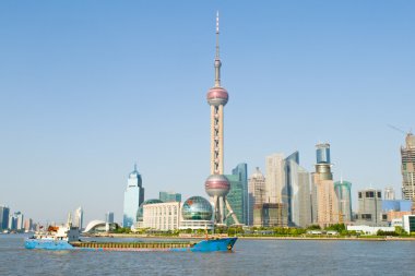 Oriental Pearl TV Tower with Huangpu River Foreground Pudong Sha clipart