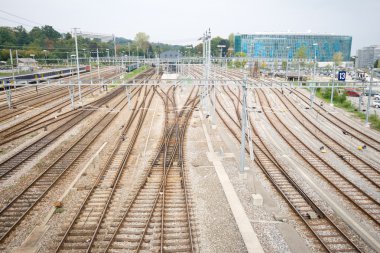 Railroad Train Yard and Tracks Geneva Switzerland clipart