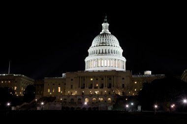 US Capitol Building Dome Illuminated at Night, Washington DC clipart