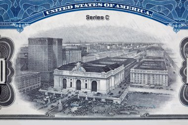 Engraving of Grand Central Station Rail Road Stock Certificate clipart