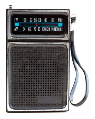 Vintage Black Portable Transistor Radio Isolated on White Backgr clipart