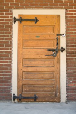 Old Fashioned Wooden Restaurant Refrigerator Door clipart