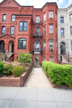 Italianate Style Row Homes Houses Washington DC Wide Angle clipart