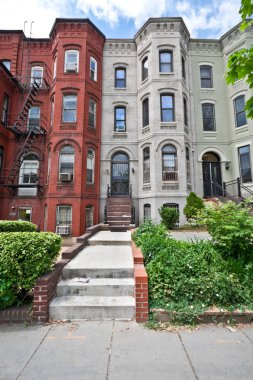 Italianate Style Row Homes Houses Washington DC Wide Angle clipart