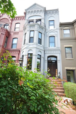 Ornate Italianate Style Row Homes Houses Washington DC Wide Angl clipart