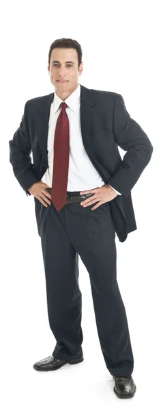 Caucasian Business Man In Suit Standing, Full Body, Isolated Whi — Stock Photo, Image