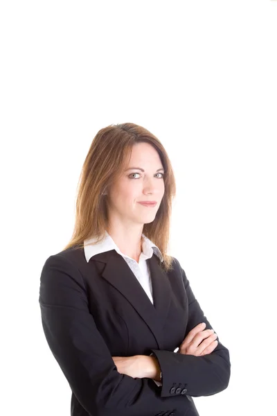 Mulher de Negócios Caucasiana Confiante Isolada em Braços Brancos Crosse — Fotografia de Stock