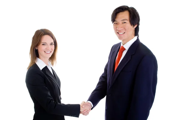 Male Female Hands Shaking Handshake Isolated on White Background — Stock Photo, Image