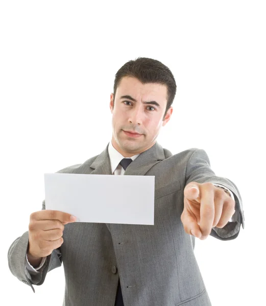 Stock image White Hispanic Man Pointing At Camera Blank Envelope