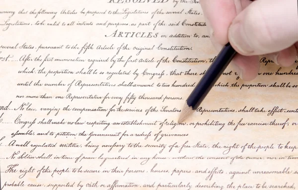 Editing First Amendment Pencil US Constitution — Stock Photo, Image