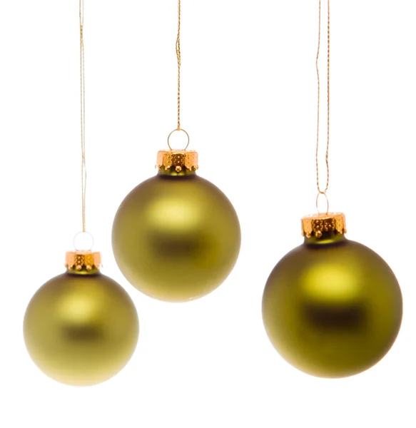 Pastel Verde Oro Bolas de Navidad Colgante Aislado — Foto de Stock