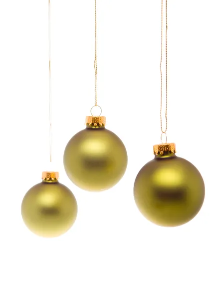 Pastel Verde Oro Bolas de Navidad Colgante Aislado —  Fotos de Stock