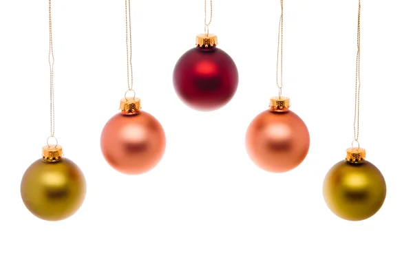 Pastel Pink Green Red Christmas Balls Isolated — Stock Photo, Image