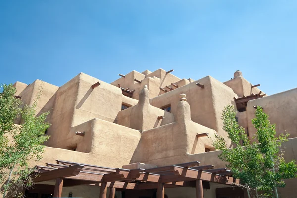 Adobe Hotel Built Like a Pueblo Santa Fe New Mexico — Stock Photo, Image