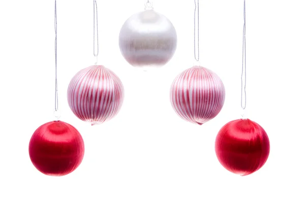 Vintage Christmas Balls Striped Hanging Isolated — Stock Photo, Image