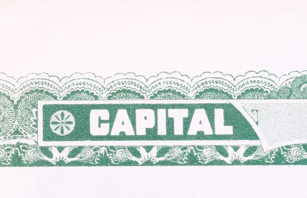 Old American Stock Certificate Word Capital USA — Stock Photo, Image