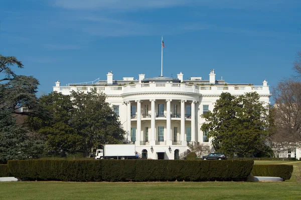White House South Lawn Truck Blue Sky Washington — Stock Photo, Image