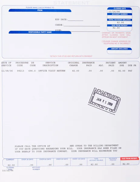 US Medical Bill Stamped Received Date Health Care — Stock Photo, Image